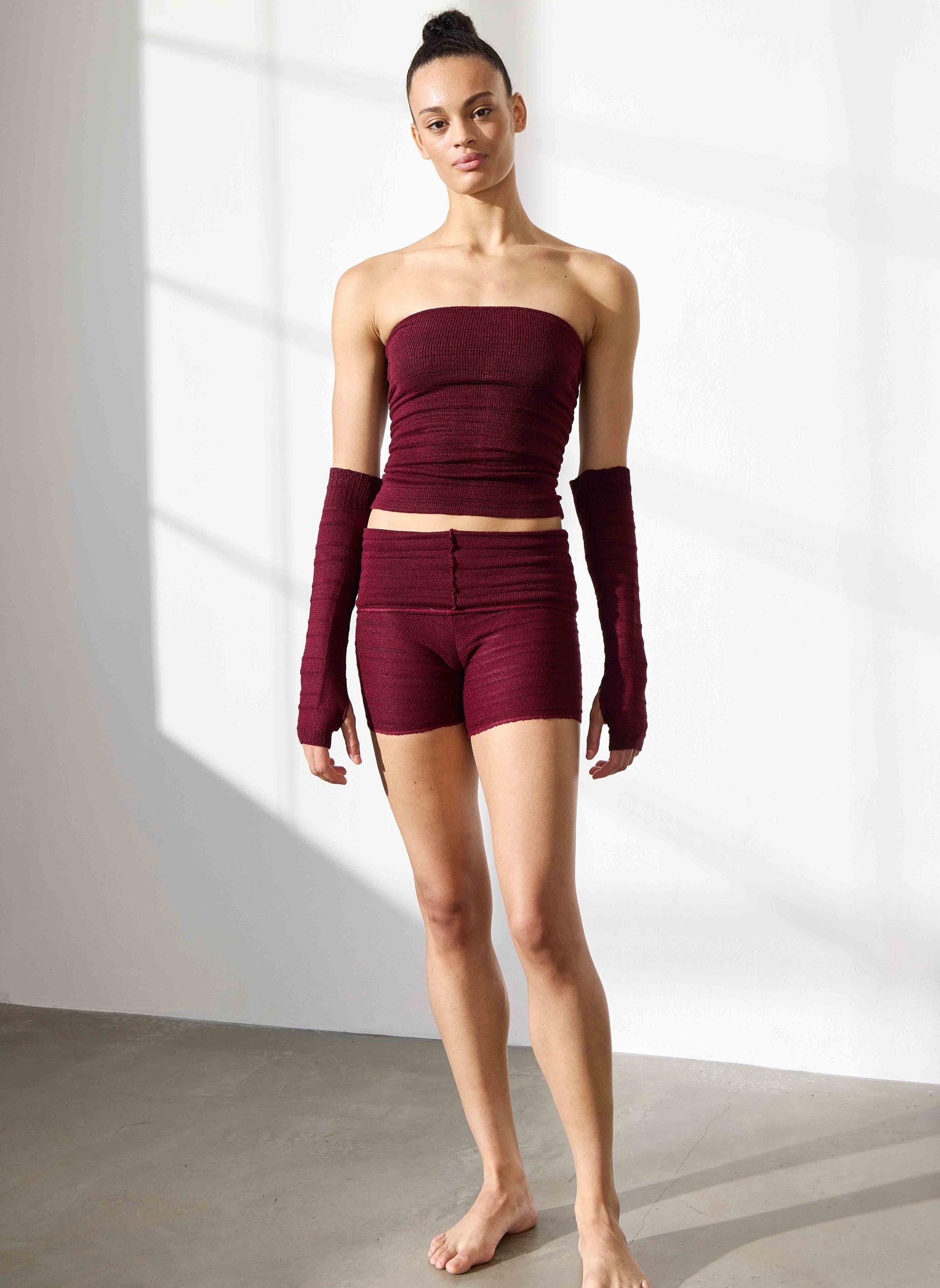 Shadow Stripe Roll Waist Shorts